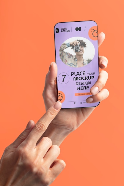 Hands  holding smartphone mockup