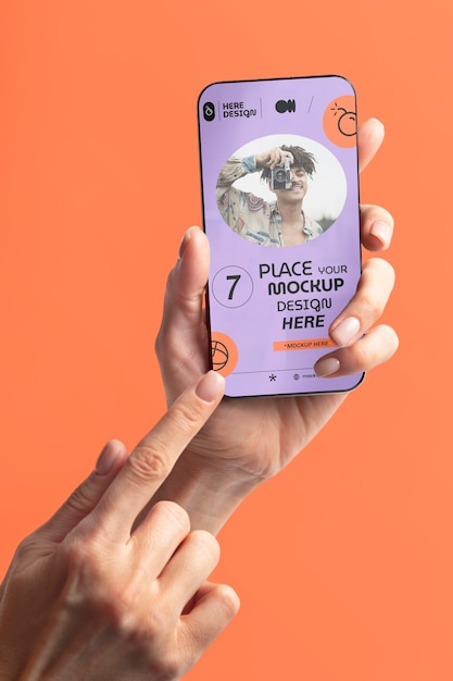 PSD hands  holding smartphone mockup