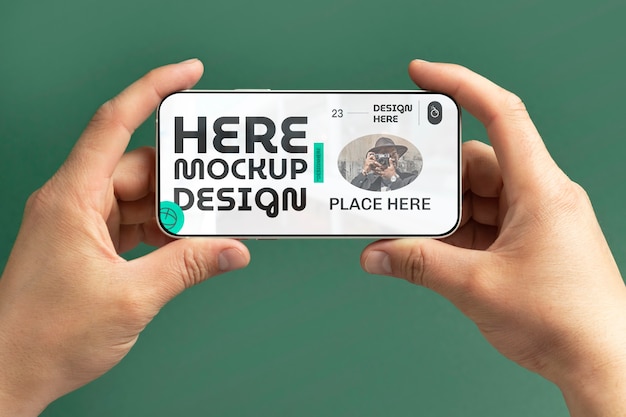 Hands  holding smartphone mockup