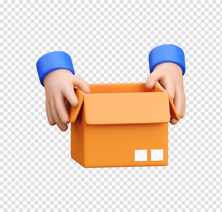 PSD hands opening a delivery box