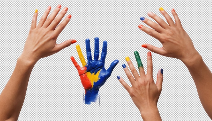 PSD hands painting express creative visual art