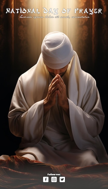 PSD hands spread out in prayer and the position of the hands is flush with the chest in islam