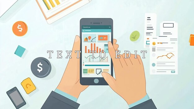hands using smartphone to view financial data and charts on screen