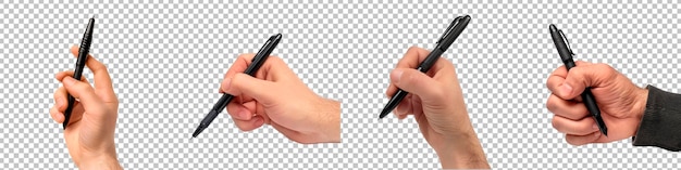 PSD hands with pen and stylus isolated on transparent background
