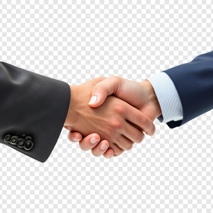 PSD 색 배경의 png 파일에 있는 두 사람 사이의 손잡이. 단호한 손잡이의 클로즈업 이미지