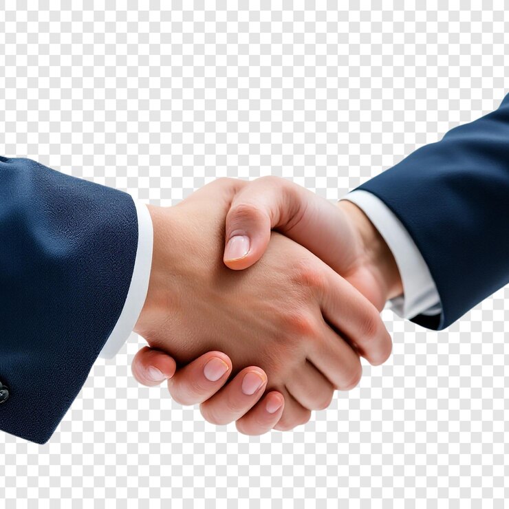 PSD 색 배경의 png 파일에 있는 두 사람 사이의 손잡이. 단호한 손잡이의 클로즈업 이미지