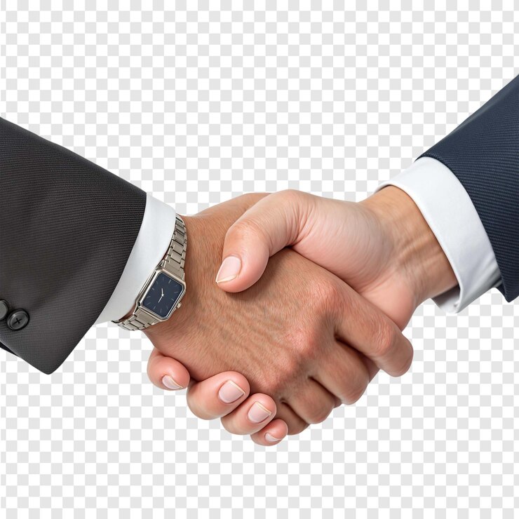 PSD 색 배경의 png 파일에 있는 두 사람 사이의 손잡이. 단호한 손잡이의 클로즈업 이미지