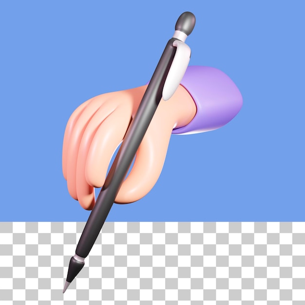 håndskrivning med en pen 3d illustration