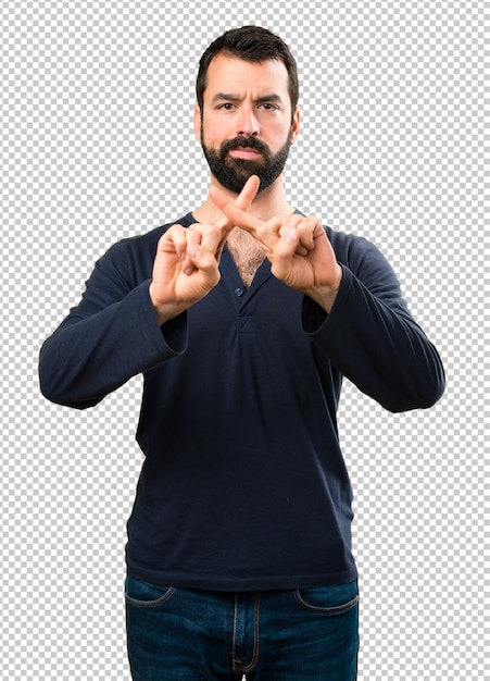 PSD handsome man with beard making no gesture