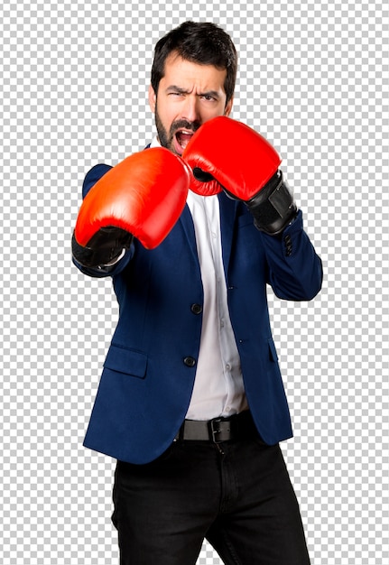 PSD handsome man with boxing gloves