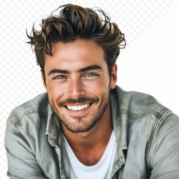 PSD handsome smiling man isolated over white isolated background