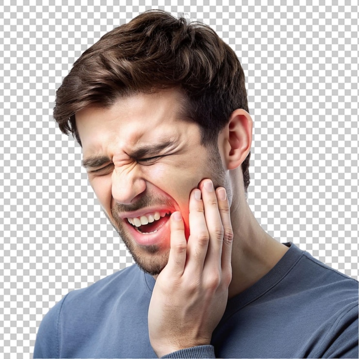 PSD handsome young man feeling the pain in teeth