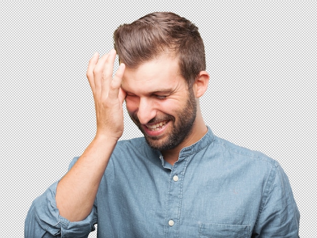 Handsome young man laughing