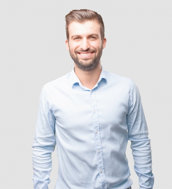誇らしげなポーズのハンサムな若い男