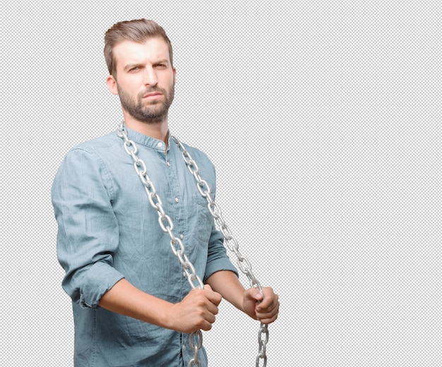 Handsome young man with chain