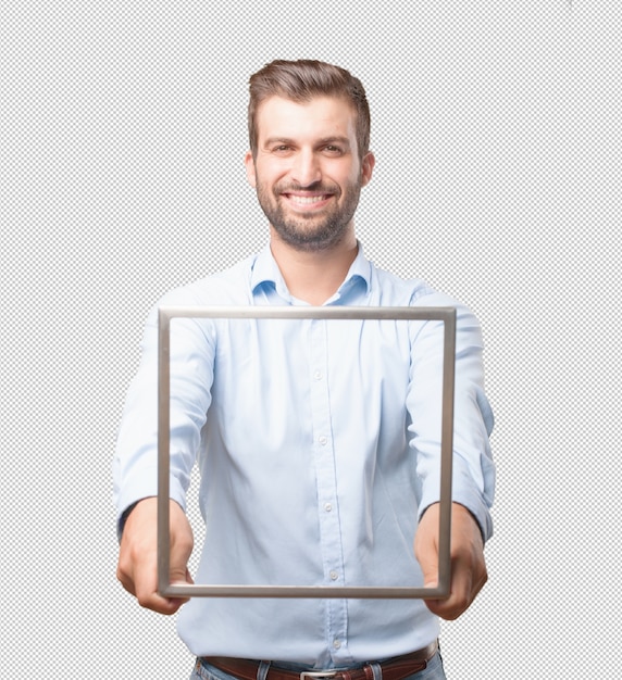 Handsome young man with frame