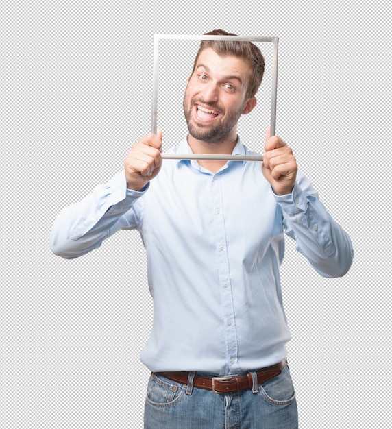 Handsome young man with frame