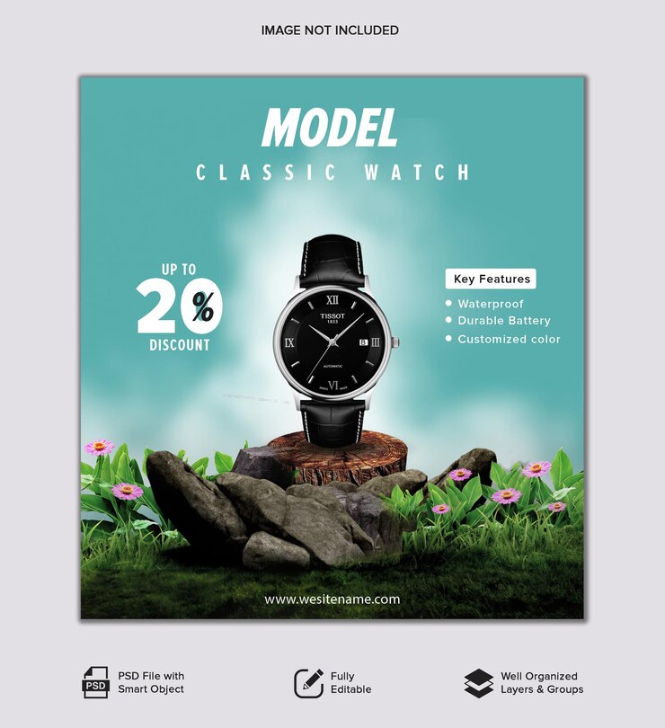 Handwatch social media template or instagram product sale banner
