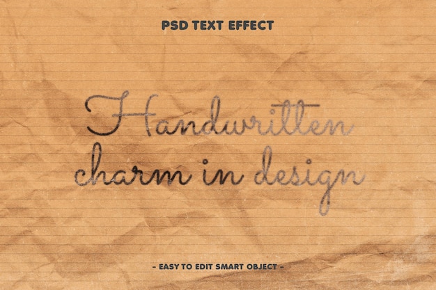 PSD handwritten note on paper text effect