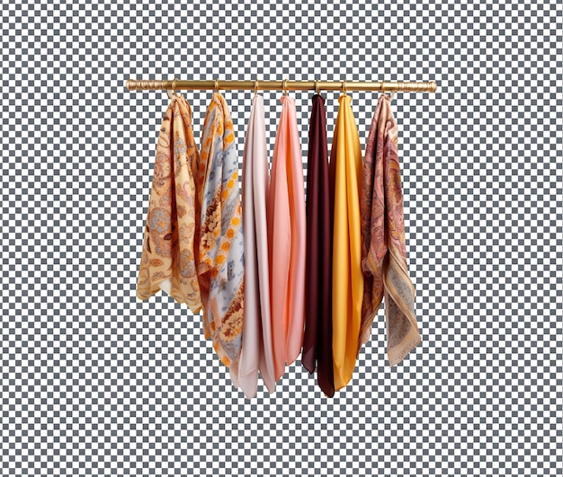 PSD handy oriental silk scarf hanger isolated on transparent background