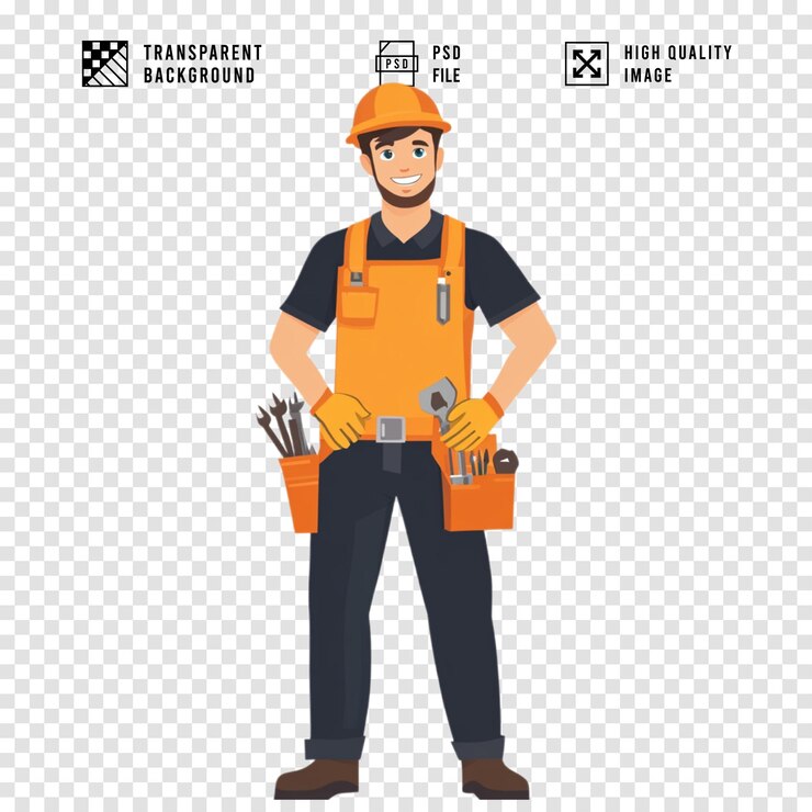 PSD handyman with tools in a tool belt isolated with transparent backgroundhd quality