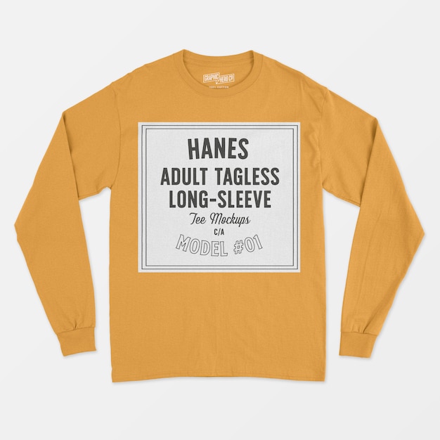 Hanes взрослая футболка с длинными рукавами