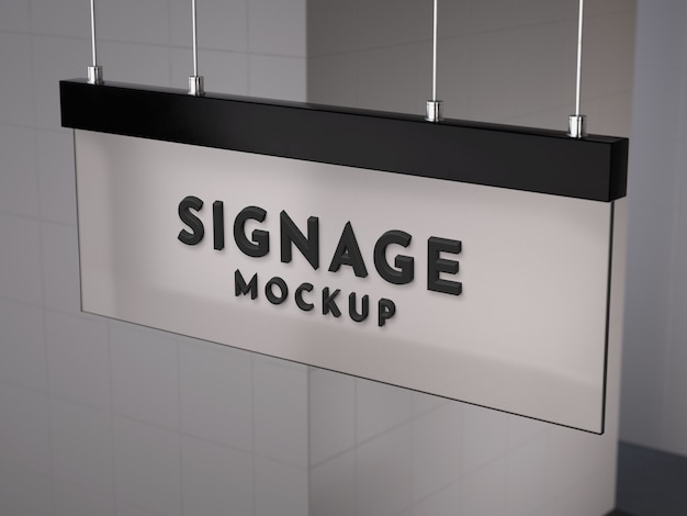 PSD design del mockup della segnaletica appesa