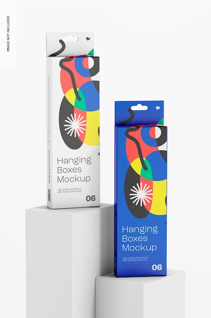 Hanging Boxes Mockup on Podium