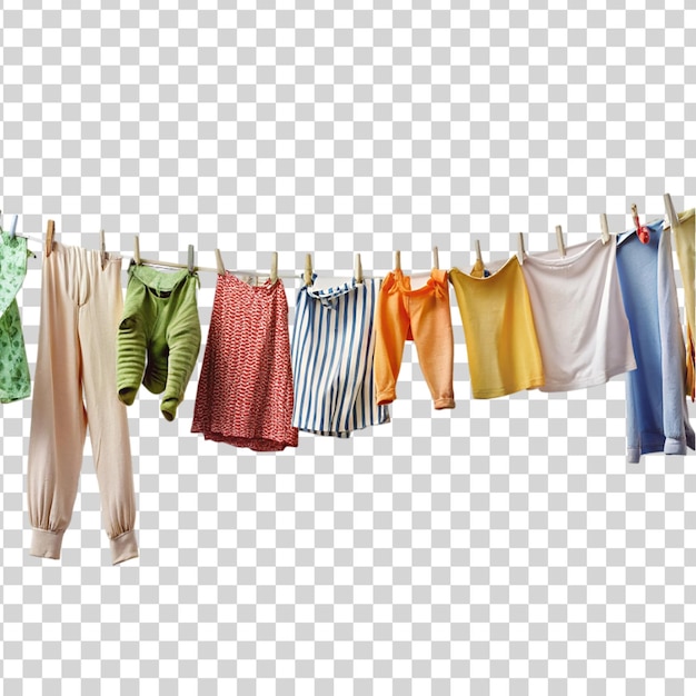 PSD hanging clothes line isolated on transparent background