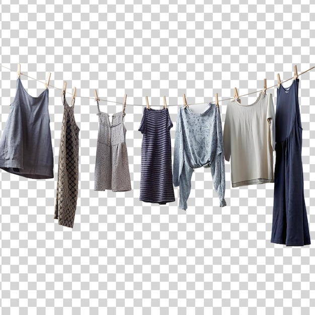 PSD hanging clothes line isolated on transparent background