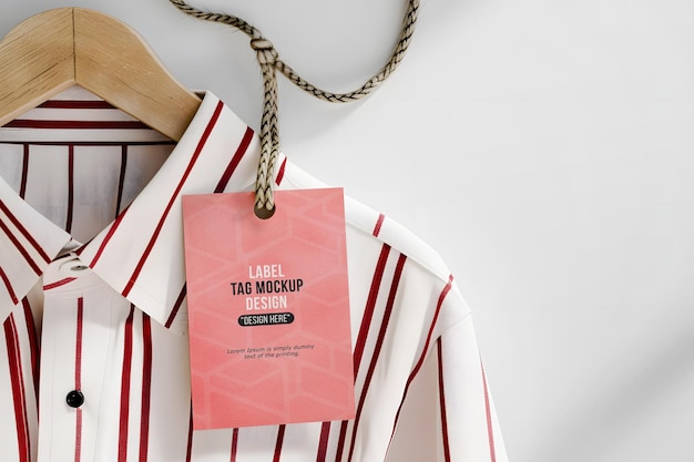 PSD hanging clothes tag label mockup