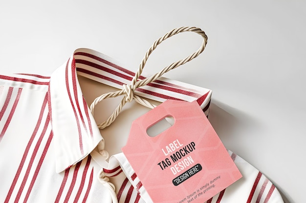 PSD hanging clothes tag label mockup