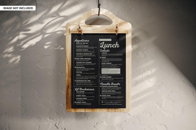 PSD hanging cutting board menu mockup