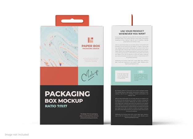 PSD hanging device cardboard carton box mockup