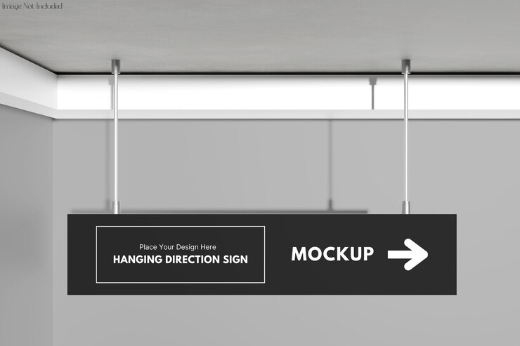 PSD hanging direction sign mockup