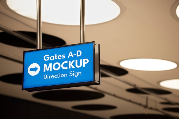 Hanging direction sign mockup