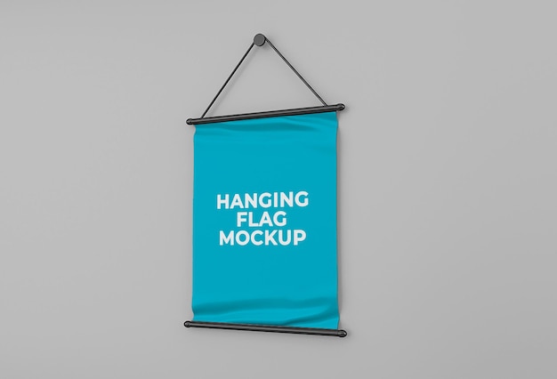 PSD hanging flag banner mockup isolated design