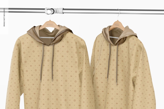 hanging hoodies mockup