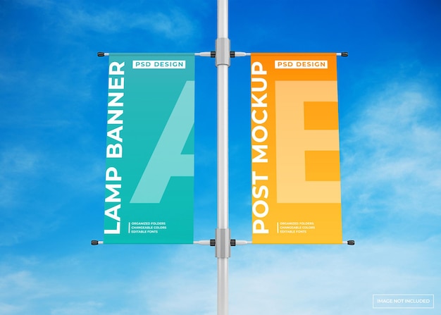 Mockup di poster pubblicitario banner lampada a sospensione