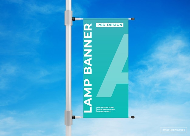 PSD hanging lamp banner advertising poster mockup