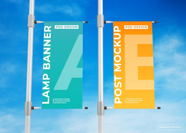 Mockup di poster pubblicitario banner lampada a sospensione