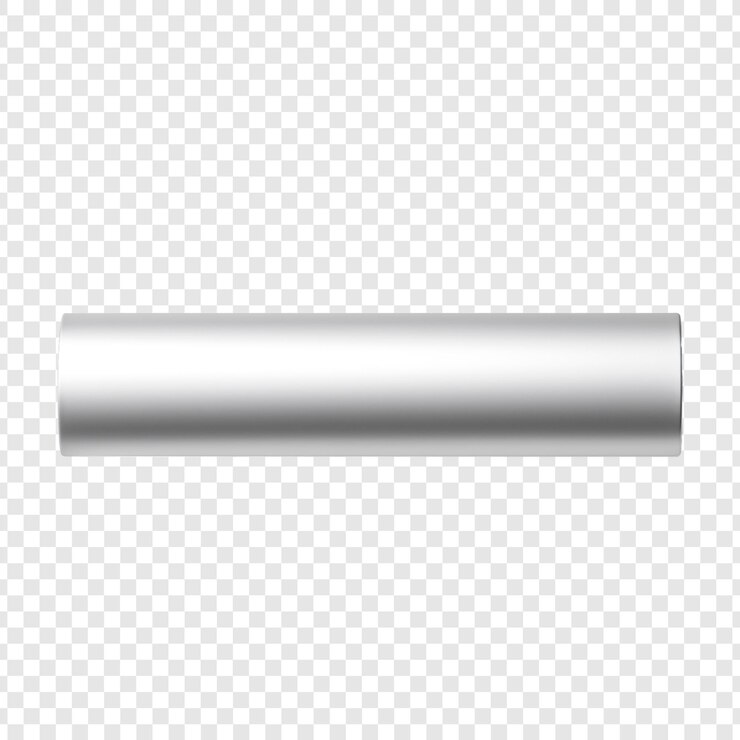 PSD hanging metallic tube mockup on transparent background