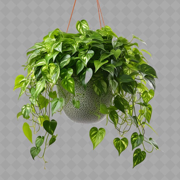 PSD a hanging plant with green leaves and a white background