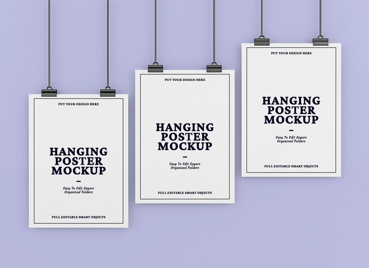 Hanging poster mockup design