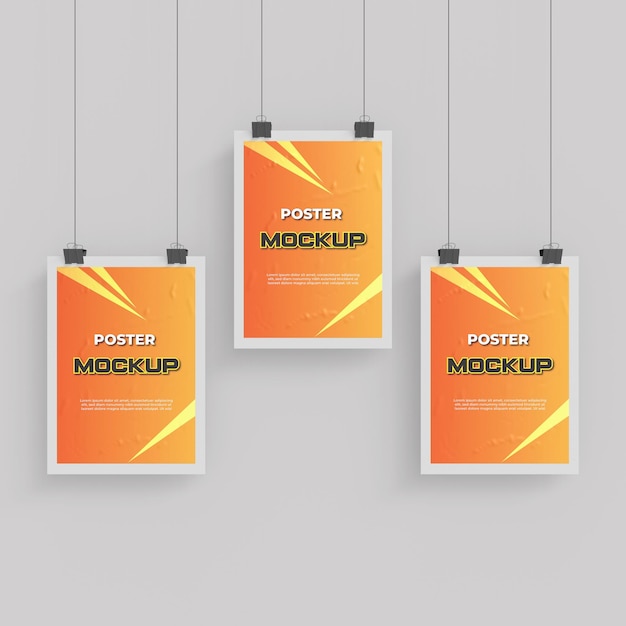 Hanging poster mockup psd