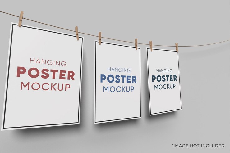 PSD hanging poster mockup