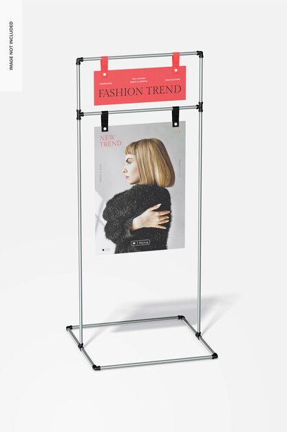 Hanging Poster on Stand Mockup, Perspective View