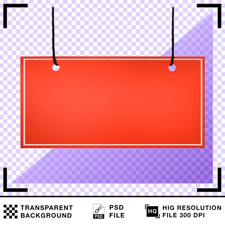 PSD hanging red blank sign