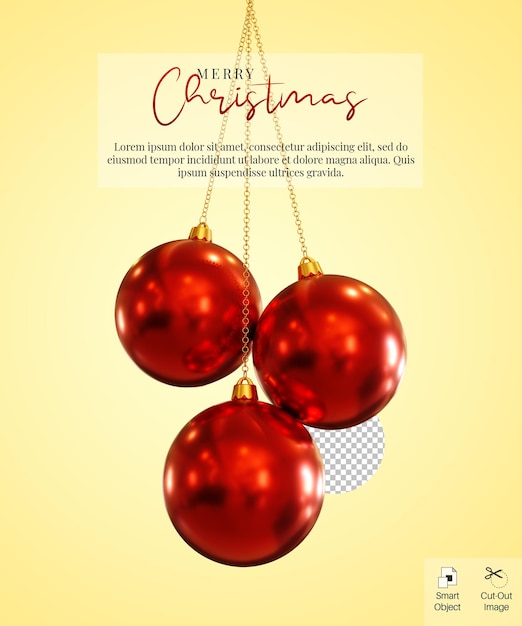 PSD hanging red christmas lamp 3d render