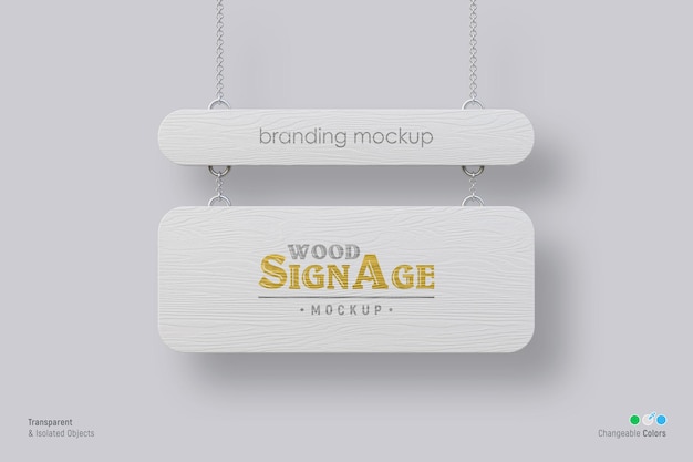 PSD hanging rounded wood signboard mockup